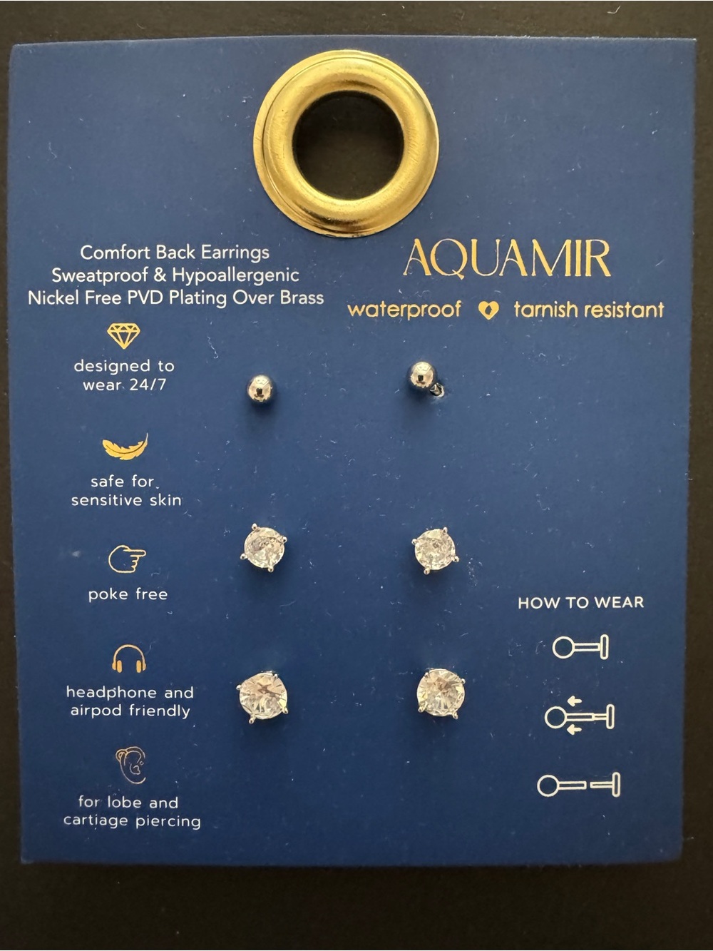 Aquamir Silver Cubic Zirconia Stud Earring Set - Clear & Silver